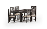 MoonWooden Sheesham Wooden Dining Table 6 Seater | Six Seater Dinning Table with 6 Chairs for Home | Dining Room Sets for Restraunts |Top Round Degine| Sheesham Wood, Dark Walnut